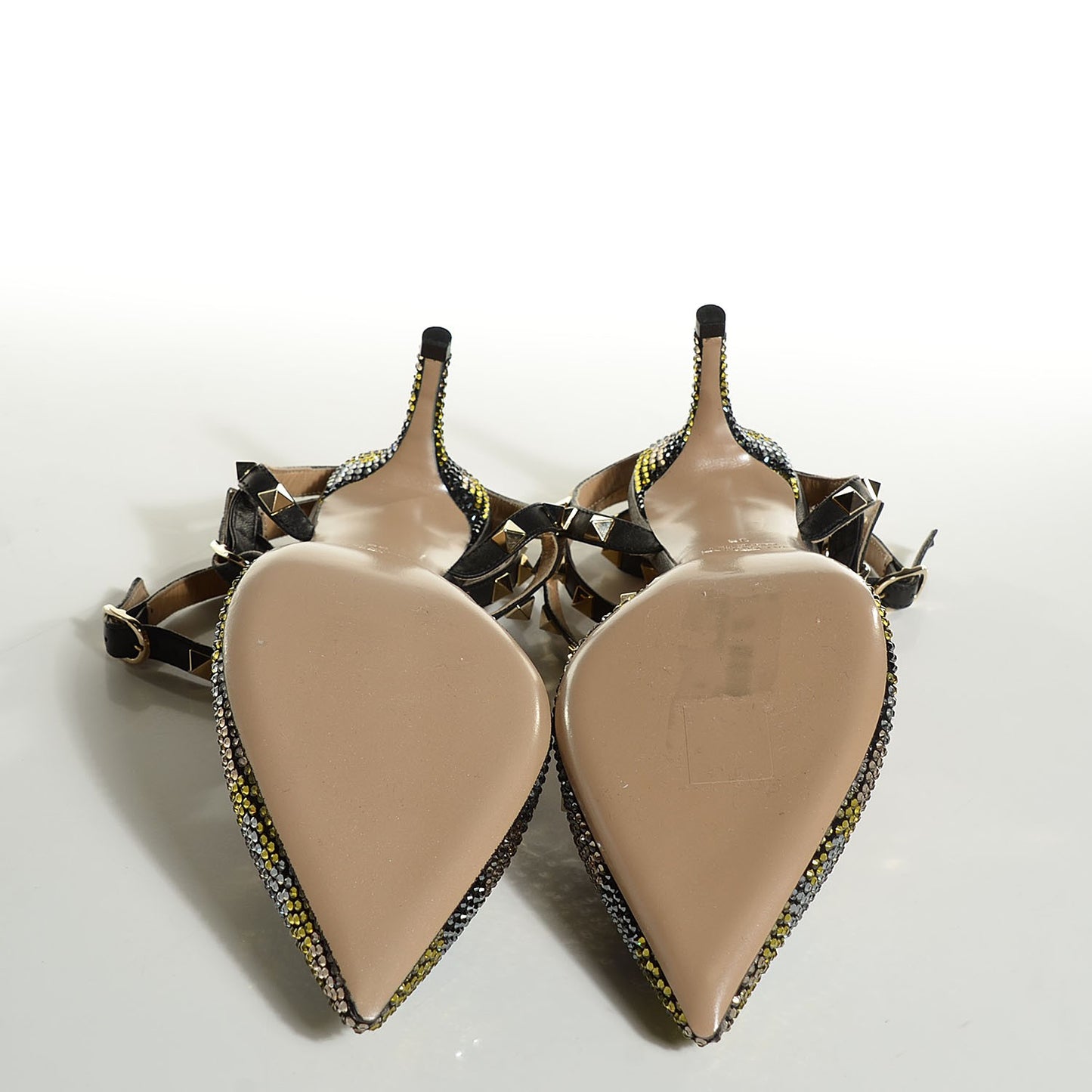 Crystal Camouflage Rockstud Ankle Strap 65mm Pumps 39 Black