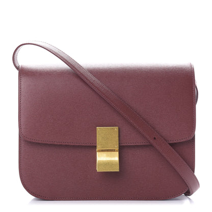 Celine Liege Calfskin Medium Classic Box Flap Bag Burgundy 1 of 10