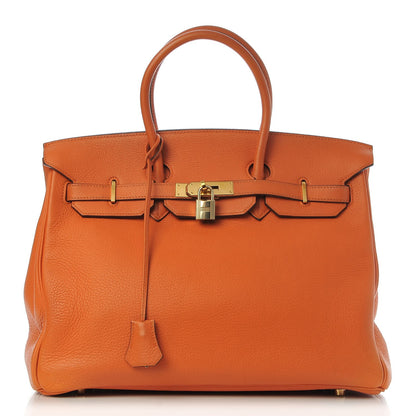 Hermes Taurillon Clemence Birkin 35 Orange 1 of 33