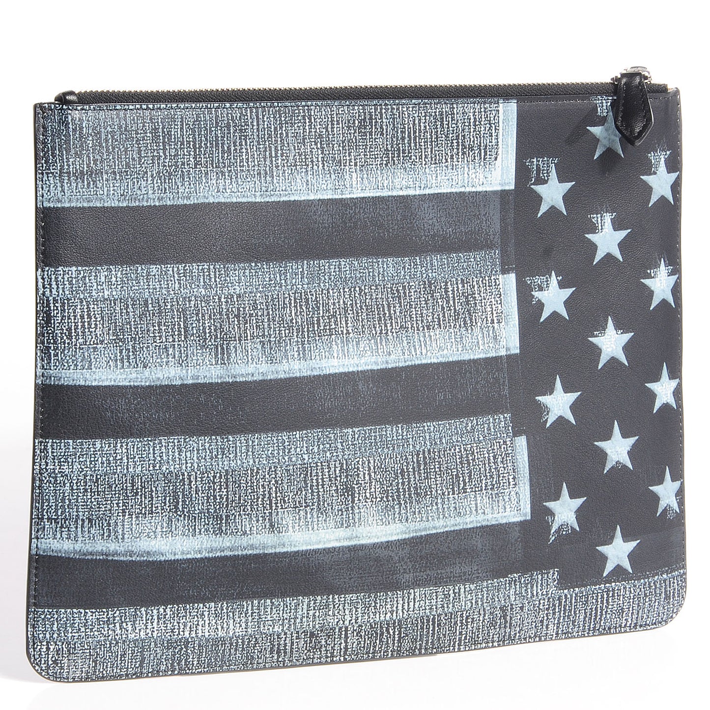 Lambskin Flag Print Zip Pouch Multicolor