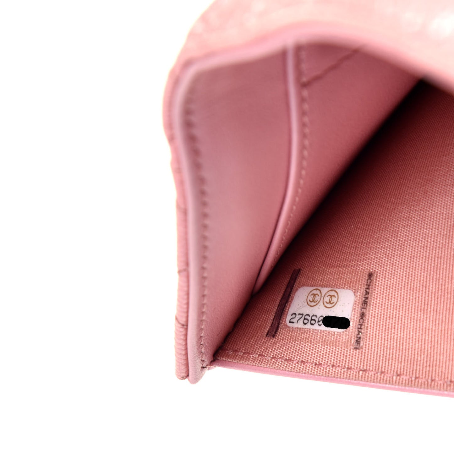 Iridescent Caviar Small Quilted Flap Wallet Rose Pink