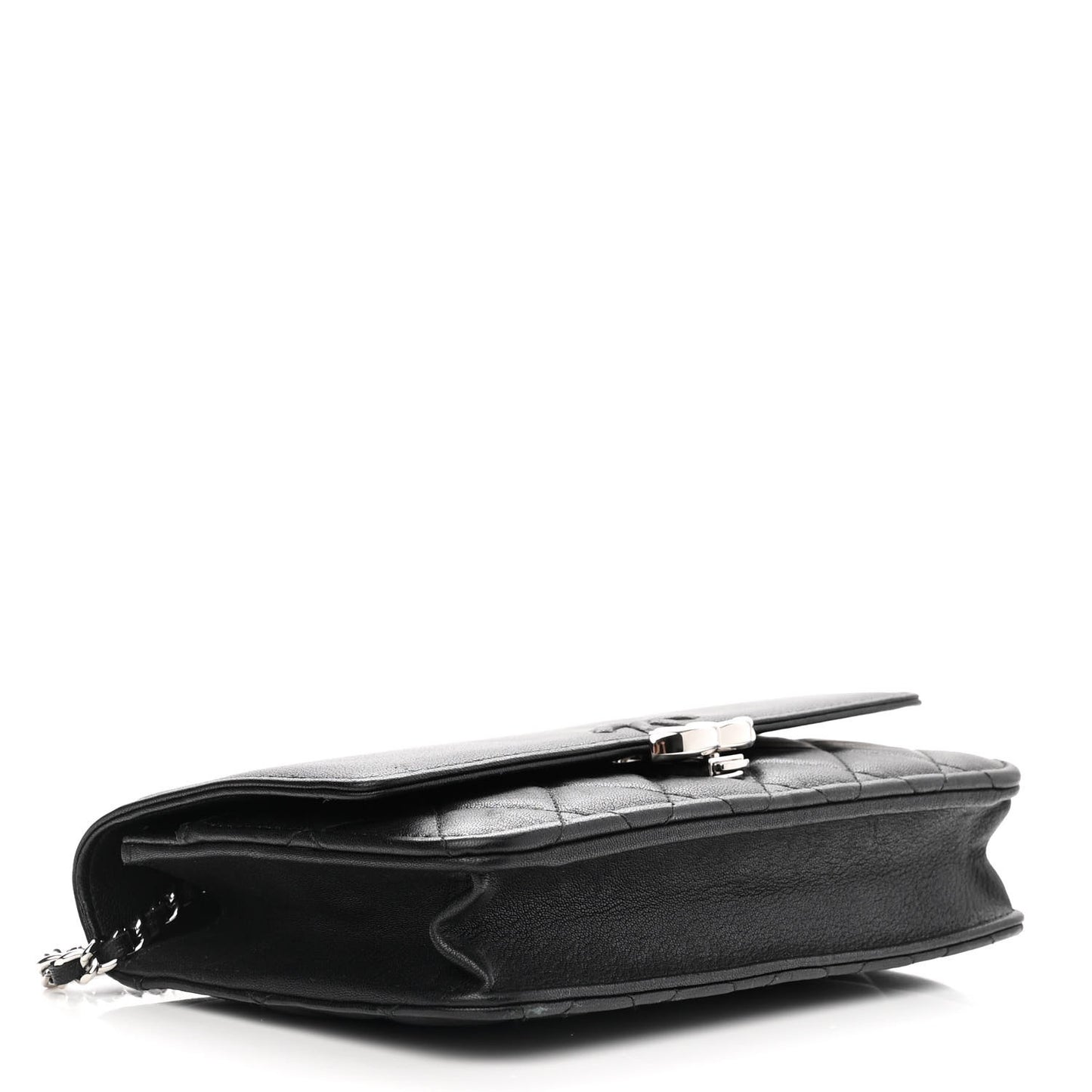Lambskin Quilted CC Box Wallet On Chain WOC Black