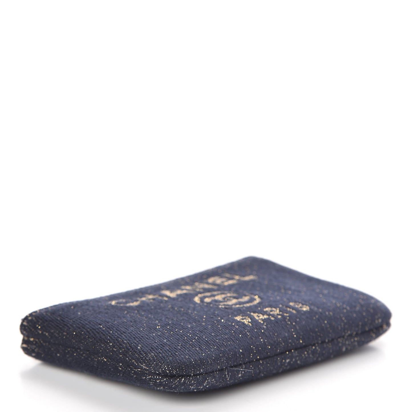 Lurex Canvas Deauville Cosmetic Pouch Navy Blue Gold