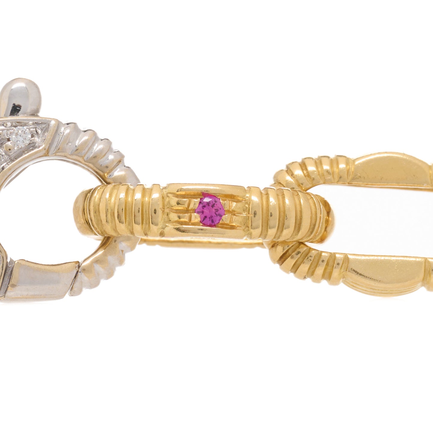 18K Yellow White Gold Diamond Appassionata Link Pave Necklace