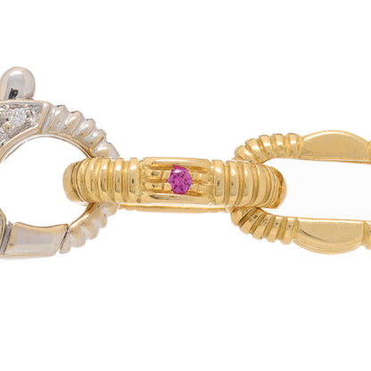 Roberto Coin 18K Yellow White Gold Diamond Appassionata Link Pave Necklace 5 of 6