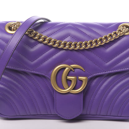 Gucci Calfskin Matelasse Small GG Marmont Shoulder Bag Shine Purple 10 of 10