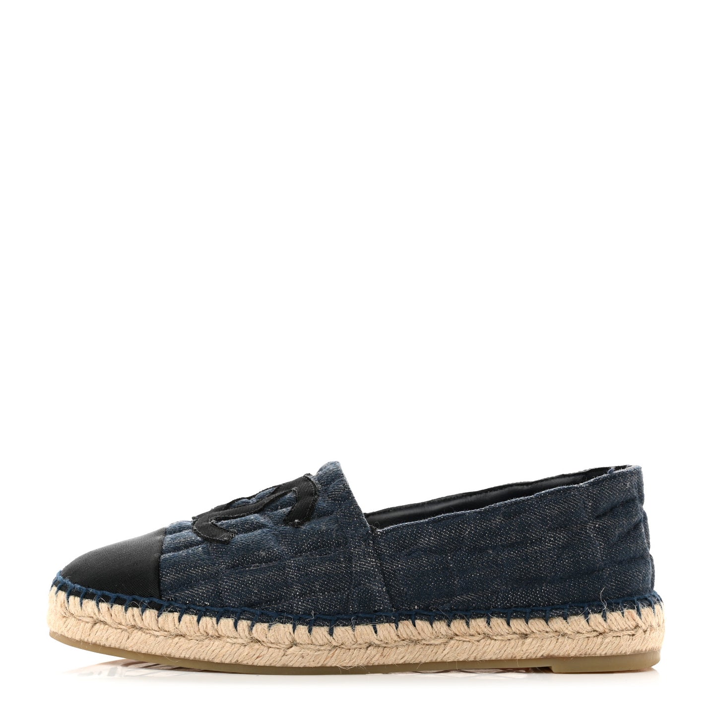 Denim Toile Embossed CC Espadrilles 39 Blue Black