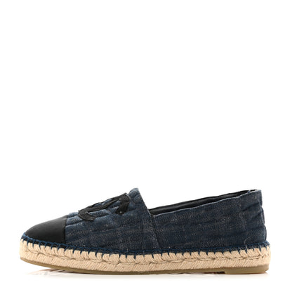 Chanel Denim Toile Embossed CC Espadrilles 39 Blue Black 1 of 8