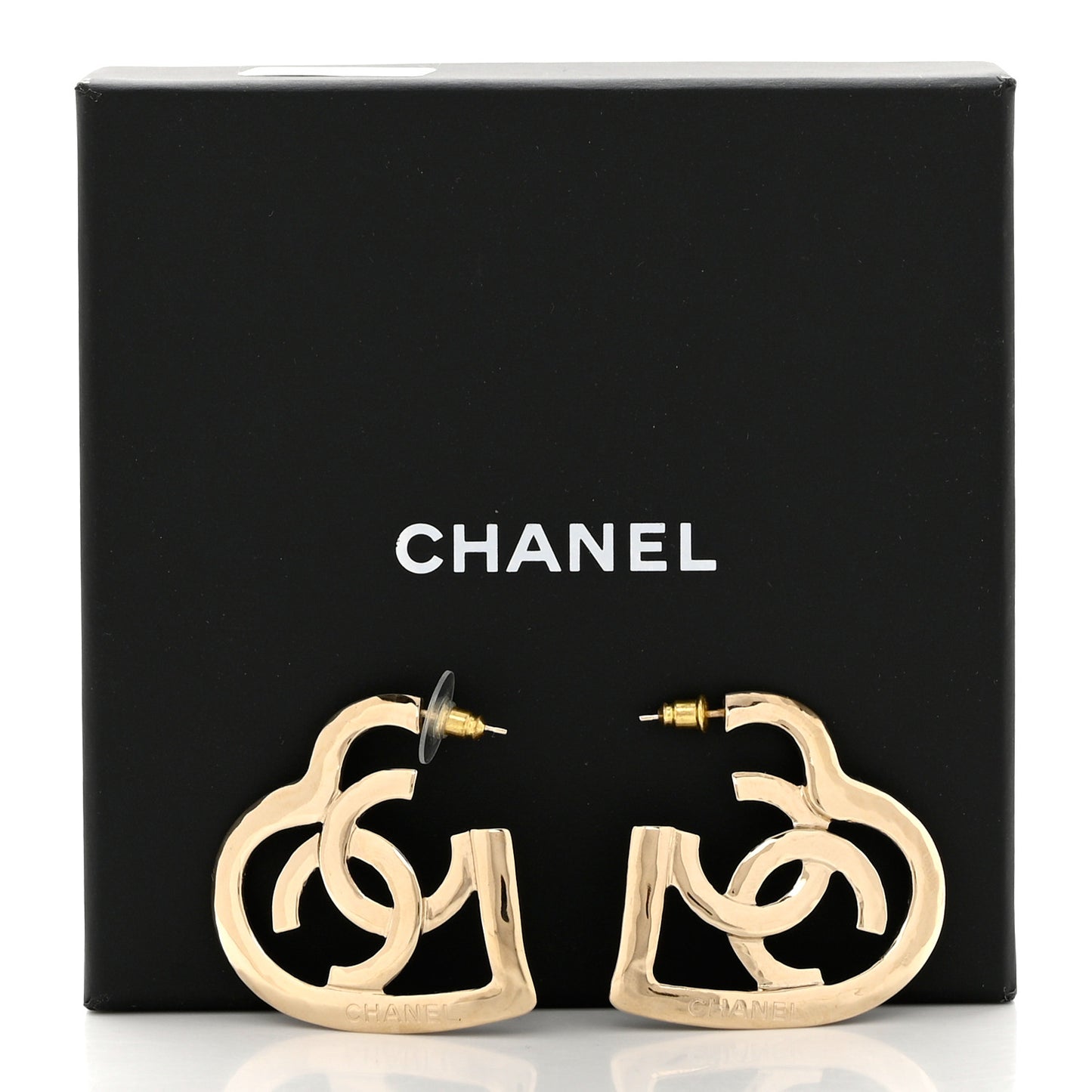 Metal CC Heart Coco In Love Hoop Earrings Gold