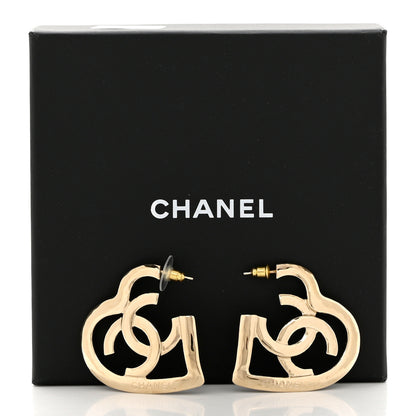 Chanel Metal CC Heart Coco In Love Hoop Earrings Gold 5 of 5