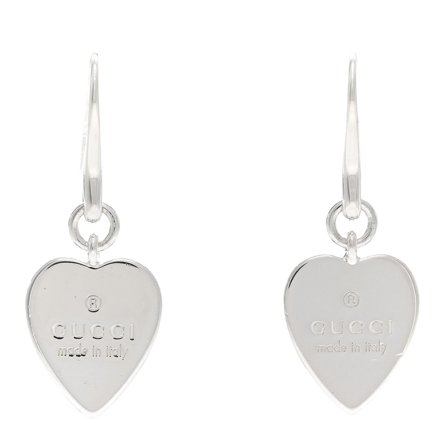 Sterling Silver Trademark Heart Drop Earrings