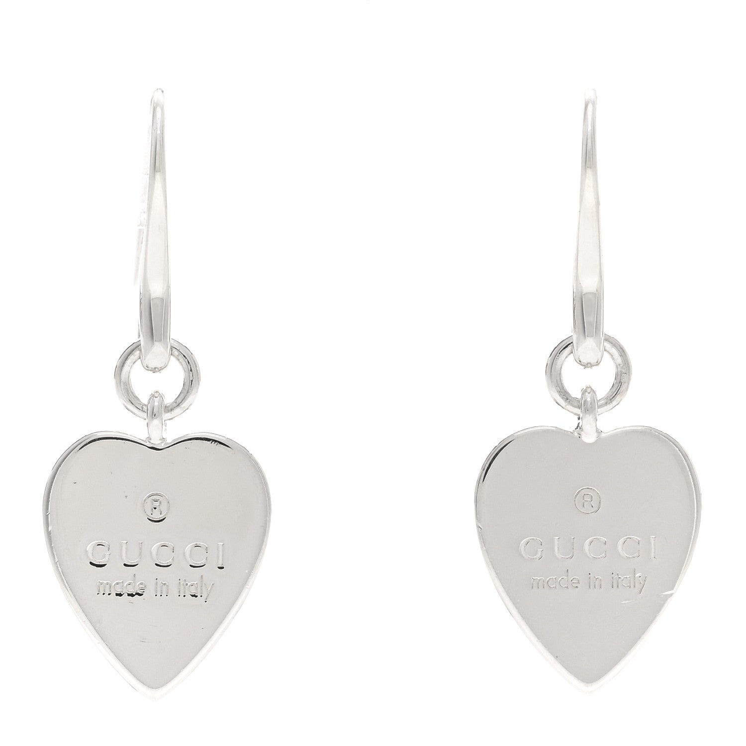 Gucci Sterling Silver Trademark Heart Drop Earrings 1 of 4