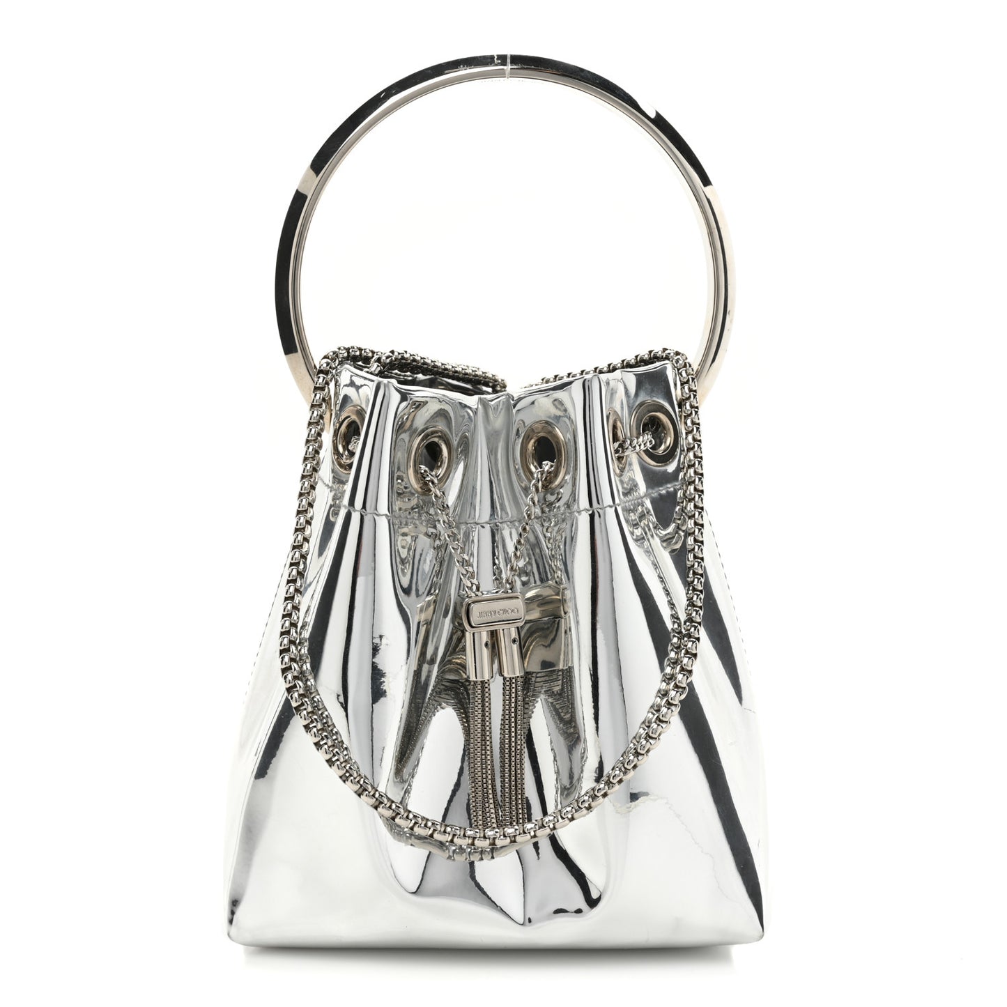 Metallic Patent Bon Bon Bag Silver