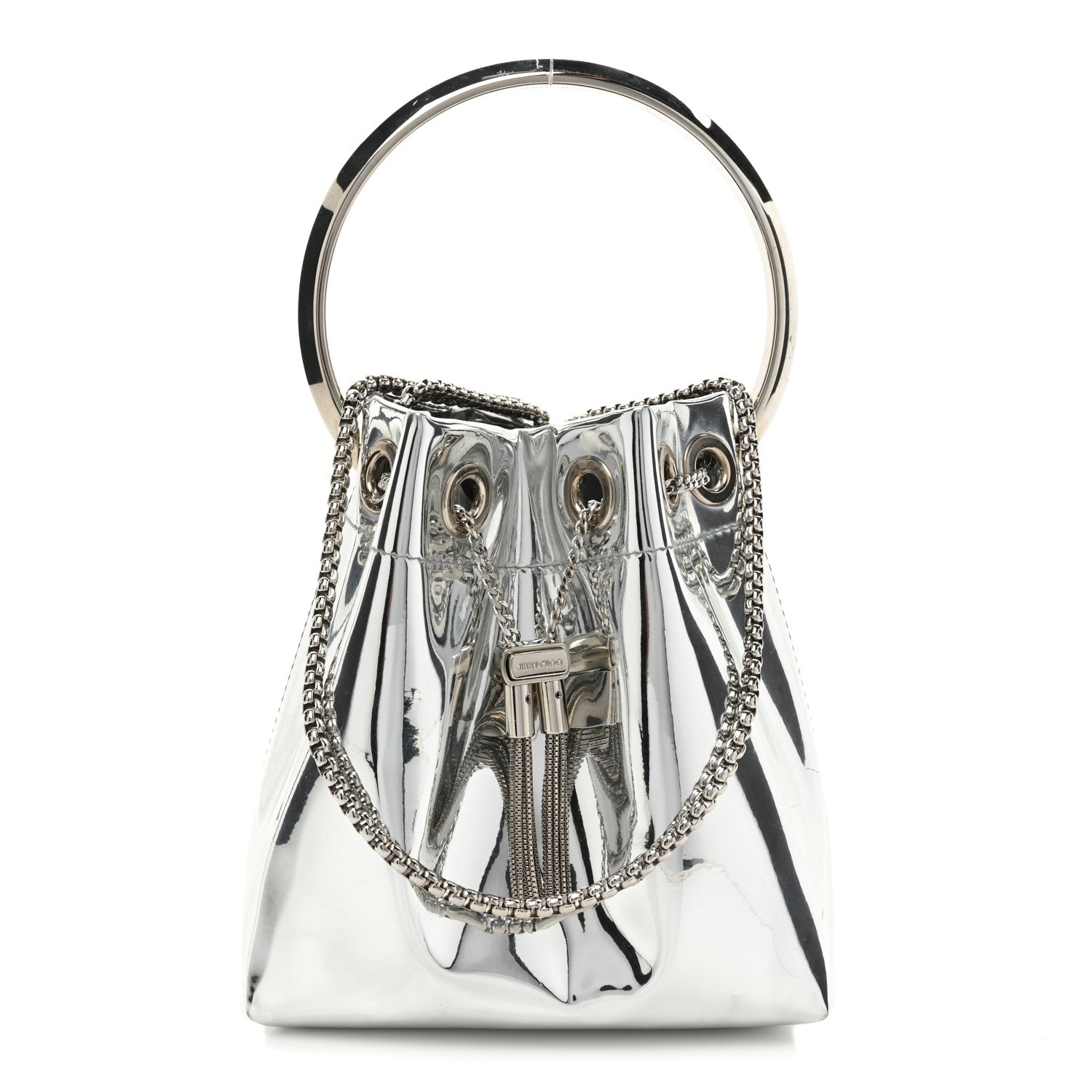 Jimmy Choo Metallic Patent Bon Bon Bag Silver 1 of 9