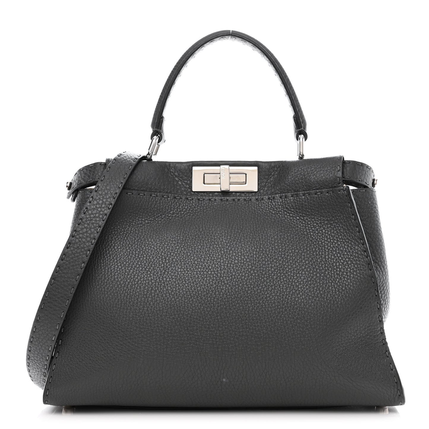 Cuoio Romano Selleria Bi-Color Medium Peekaboo Iconic Satchel Asfalto Latte