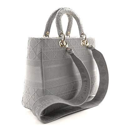 Christian Dior Canvas Embroidered Cannage Lady D-Lite Gray 3 of 11