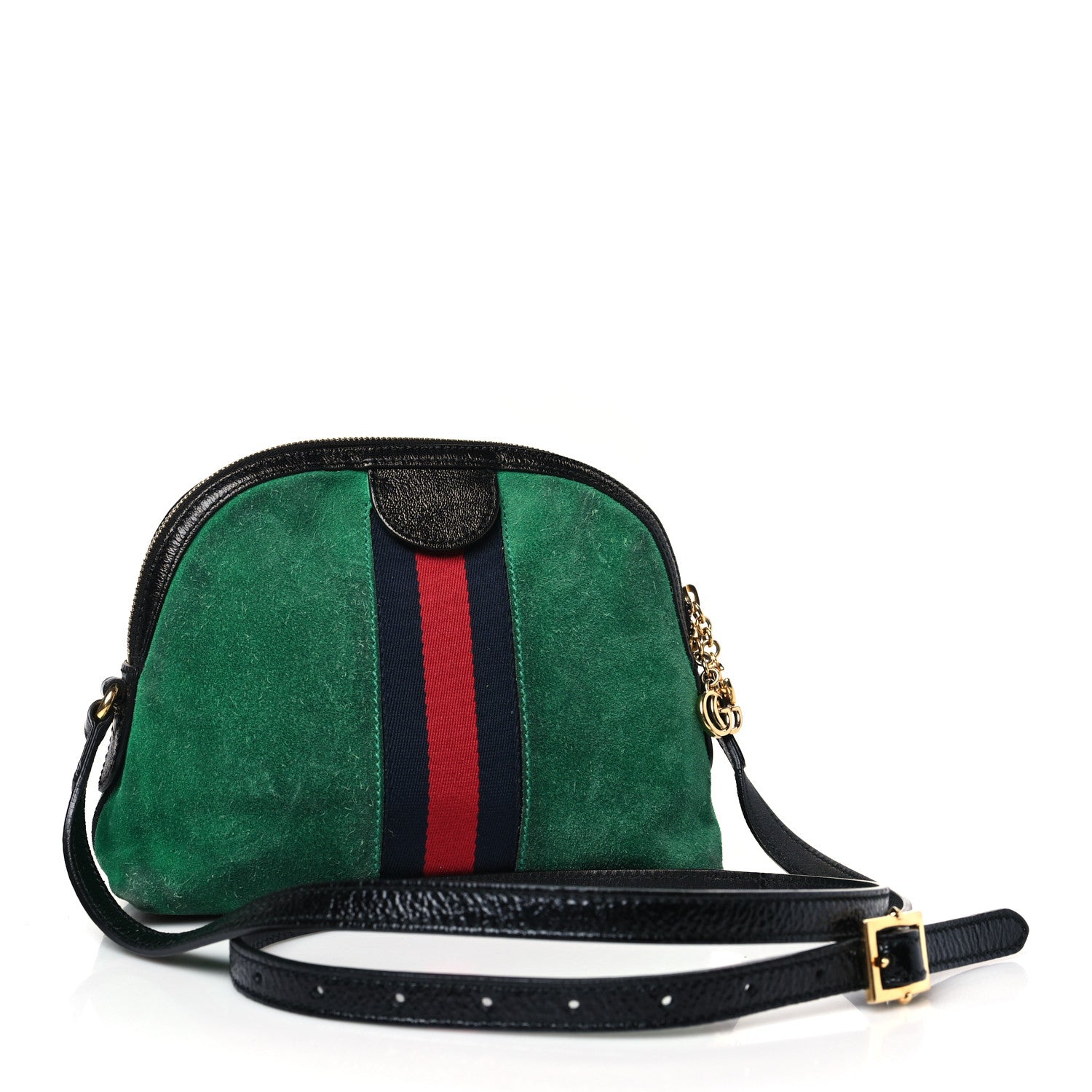Gucci Suede Patent GG Web Small Ophidia Dome Shoulder Bag New Shamarock Black 2 of 8