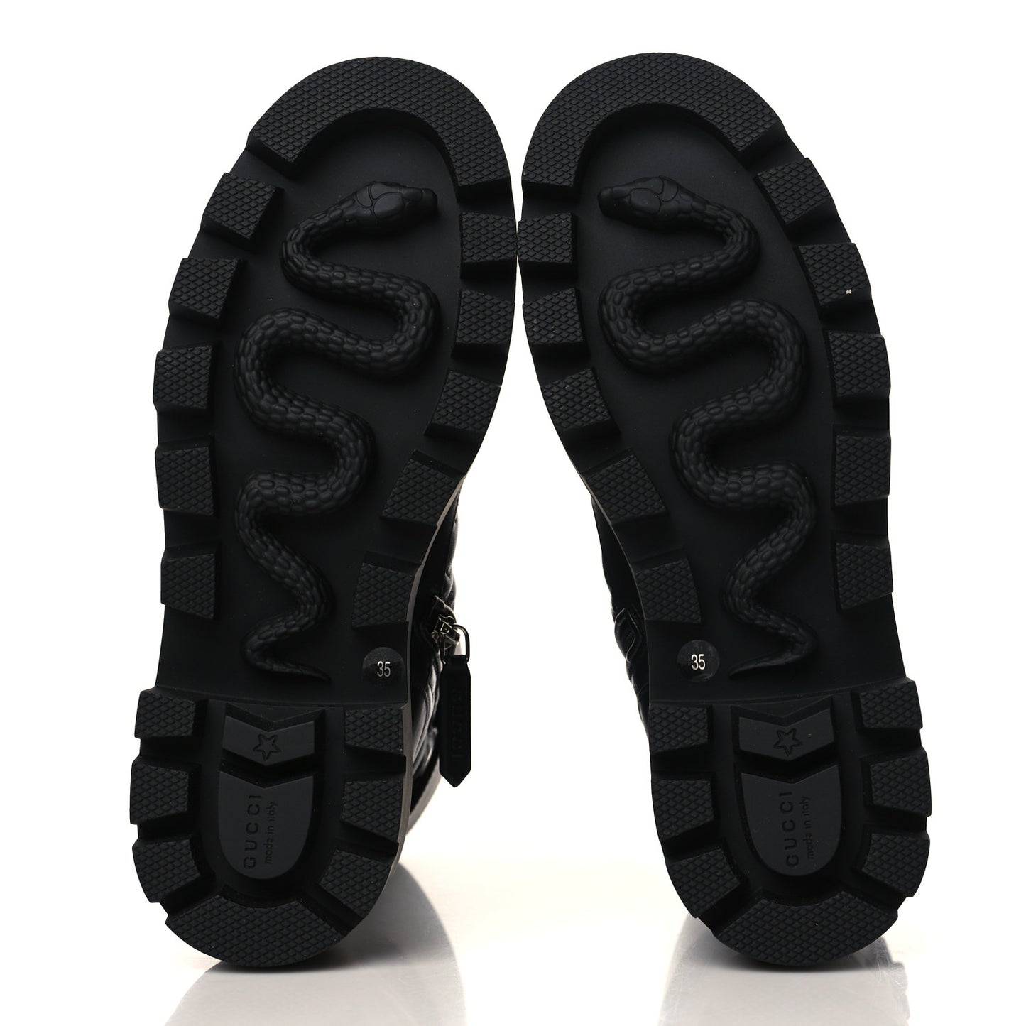 Nappa Frances GG Matelasse Platform Combat Boots 35 Black
