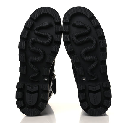 Gucci Nappa Frances GG Matelasse Platform Combat Boots 35 Black 5 of 9