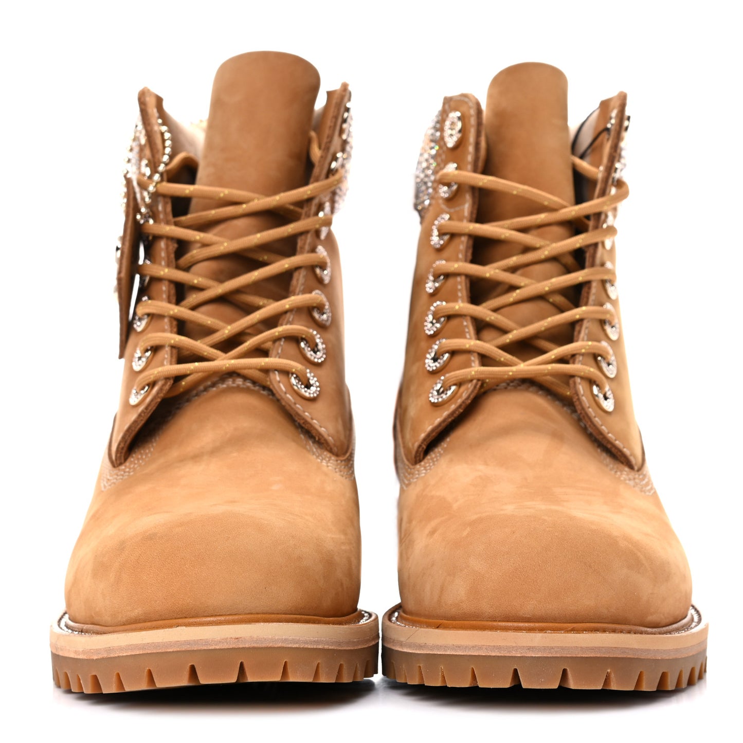 X TIMBERLAND Nubuck Swarovski Crystal Mens Ankle Boots 7 Wheat