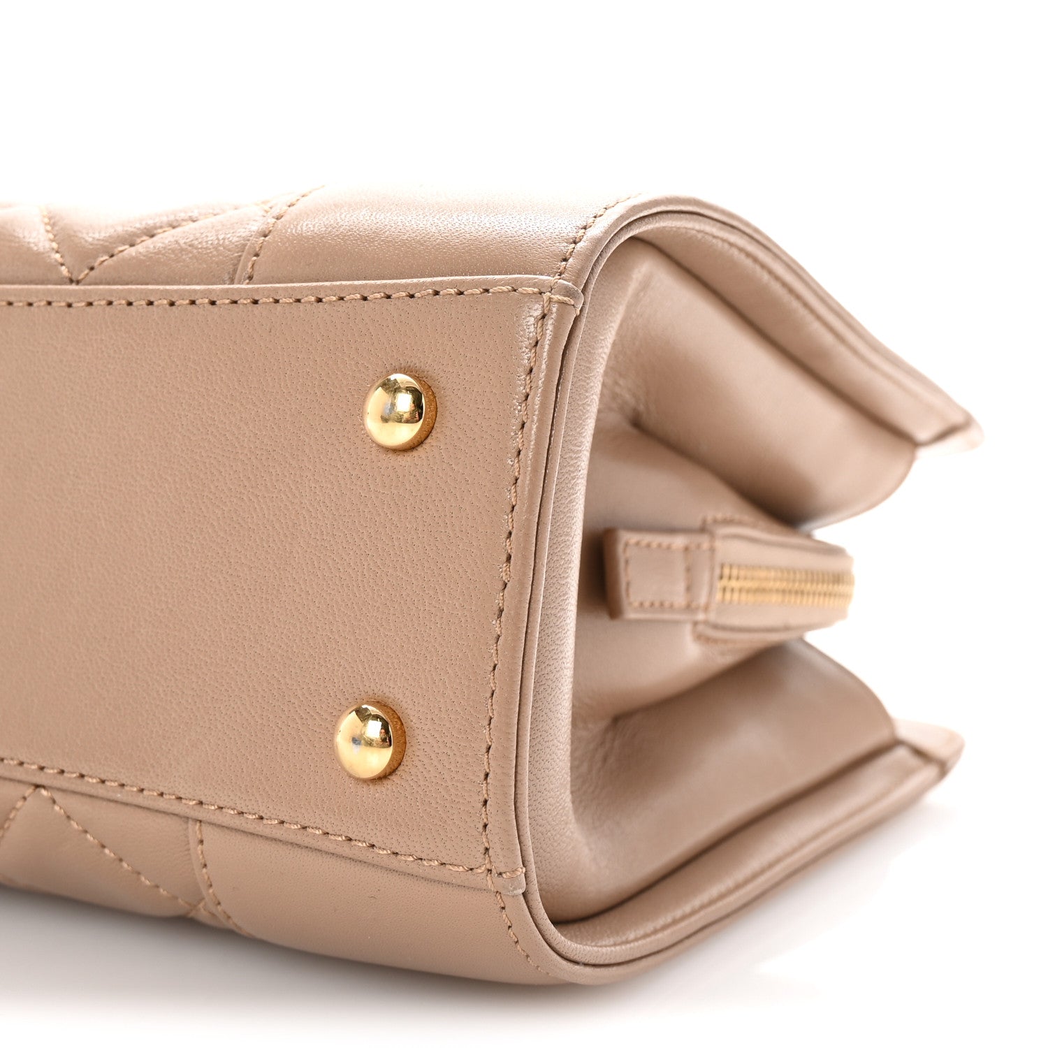 Chanel Sheepskin Quilted Mademoiselle Vintage Shopping Tote Beige 10 of 10
