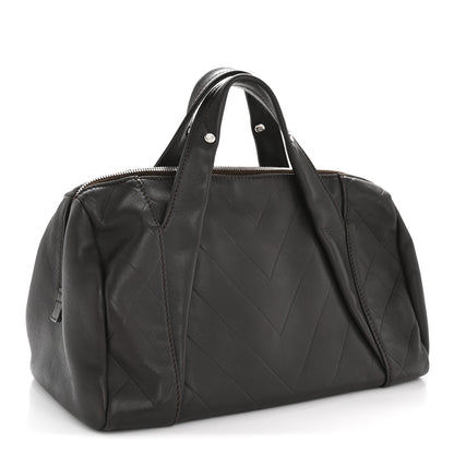 Chanel Calfskin Chevron CC All Day Long Boston Brown 3 of 13