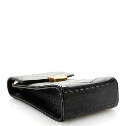 Chanel Calfskin Chevron Quilted Medal Mini Clutch With Chain  Black 4 of 14