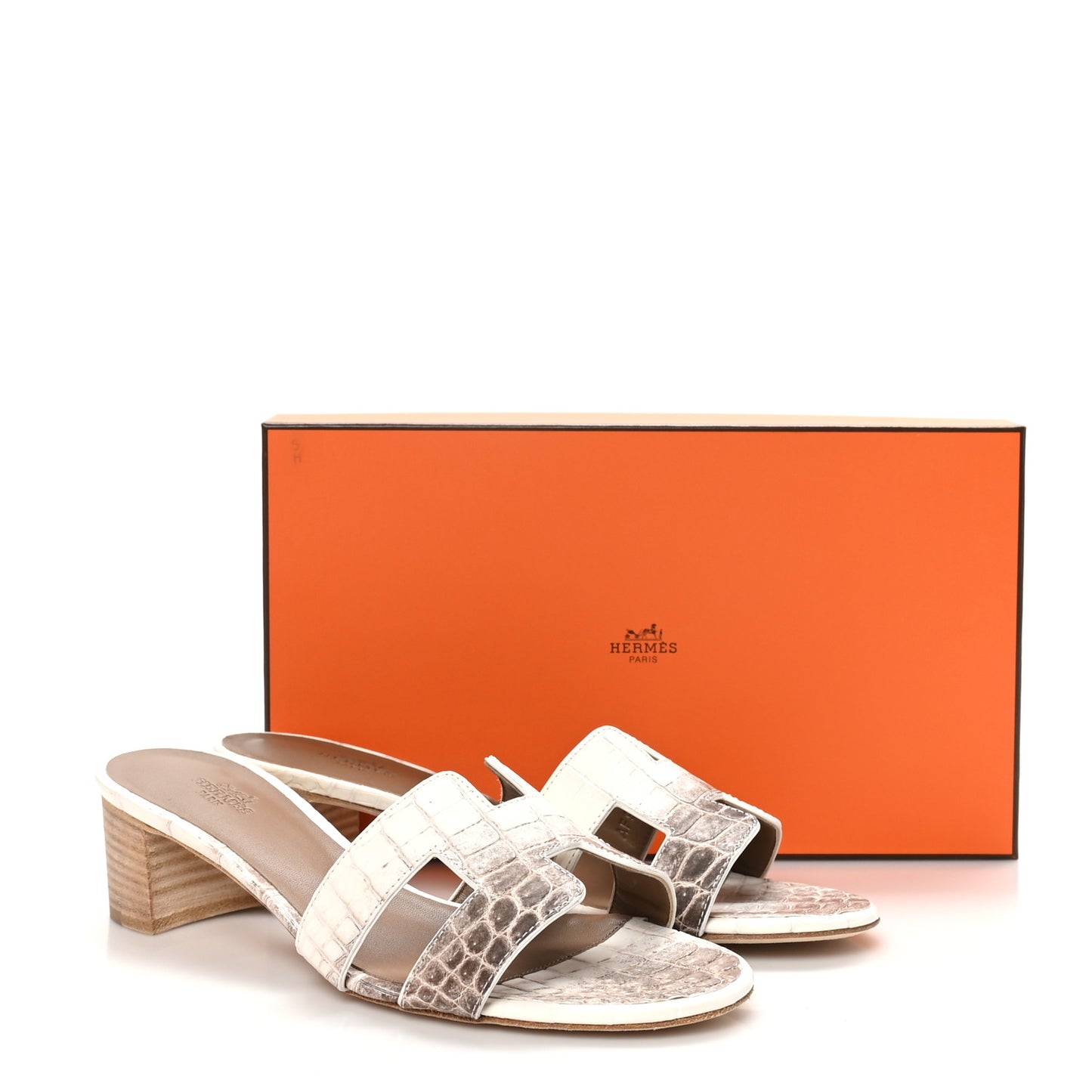 Matte Niloticus Crocodile Himalaya Oasis Sandals 38.5 White