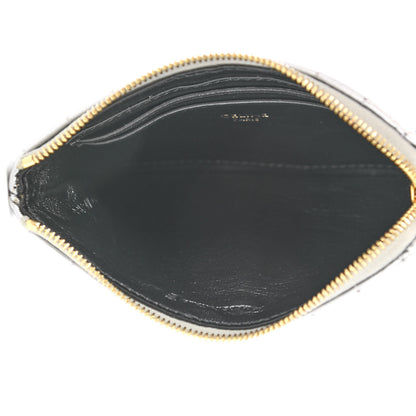 Celine Laminated Calfskin Quilted C Charm Coin Card Pouch Silver 4 of 8