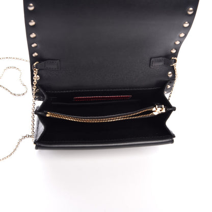 Valentino Garavani Calfskin Rockstud Wallet on Chain Black 5 of 7