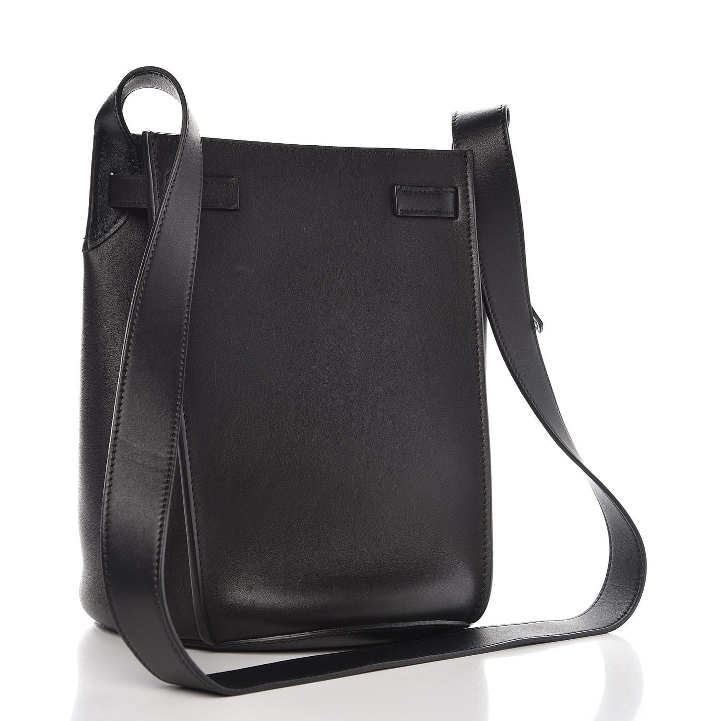 Smooth Calfskin Long Strap Big Bucket Bag Black