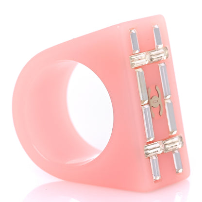 Chanel Resin Crystal Baguette CC Ring 7 Pink 5 of 8