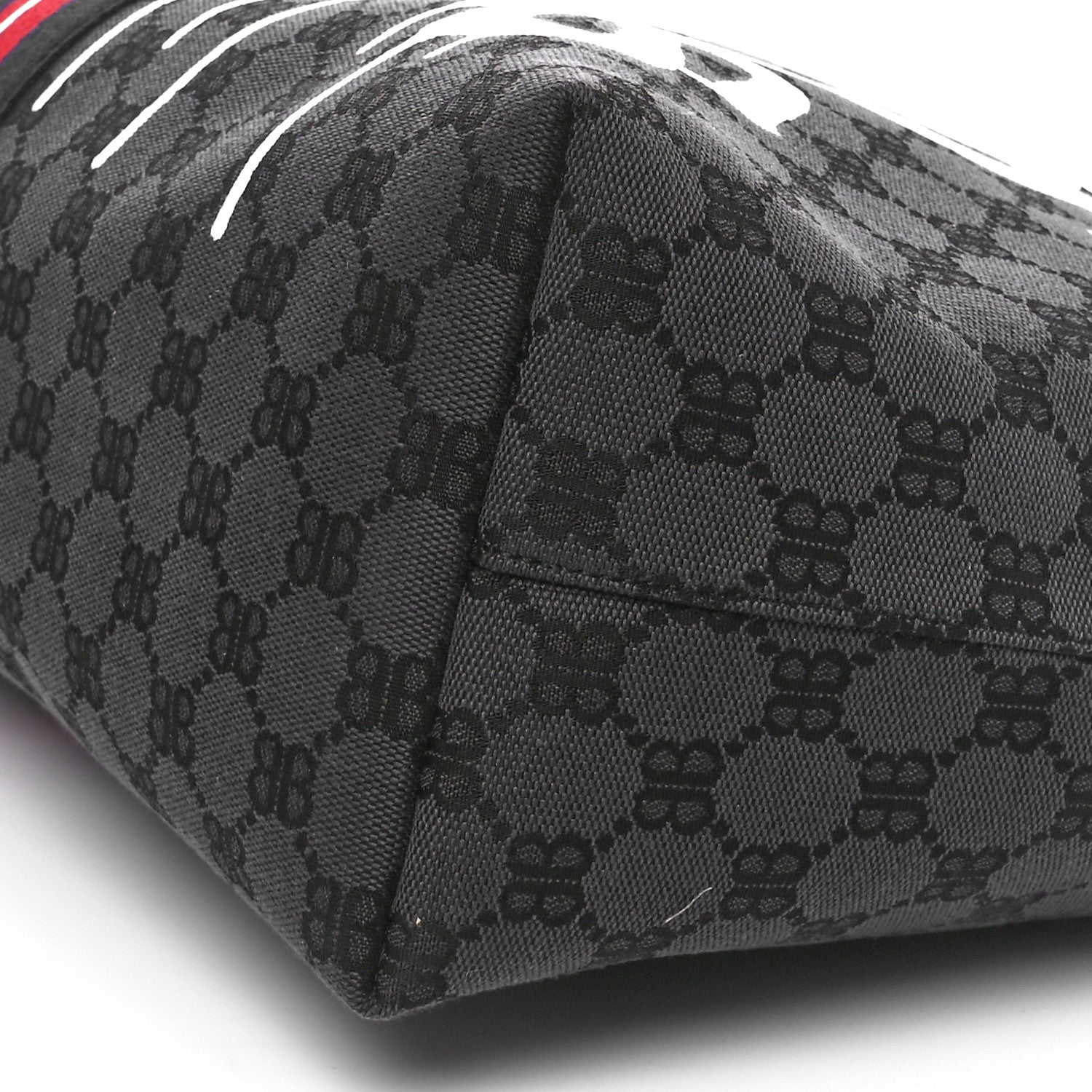 Gucci X BALENCIAGA BB Monogram Web Graffiti Medium Ophidia Shopping Tote Black 10 of 10