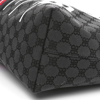 Gucci X BALENCIAGA BB Monogram Web Graffiti Medium Ophidia Shopping Tote Black 10 of 10