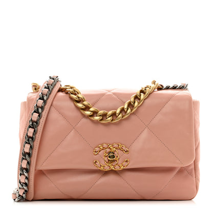 Chanel Goatskin Quilted Medium Chanel 19 Flap Light Pink 1 of 10