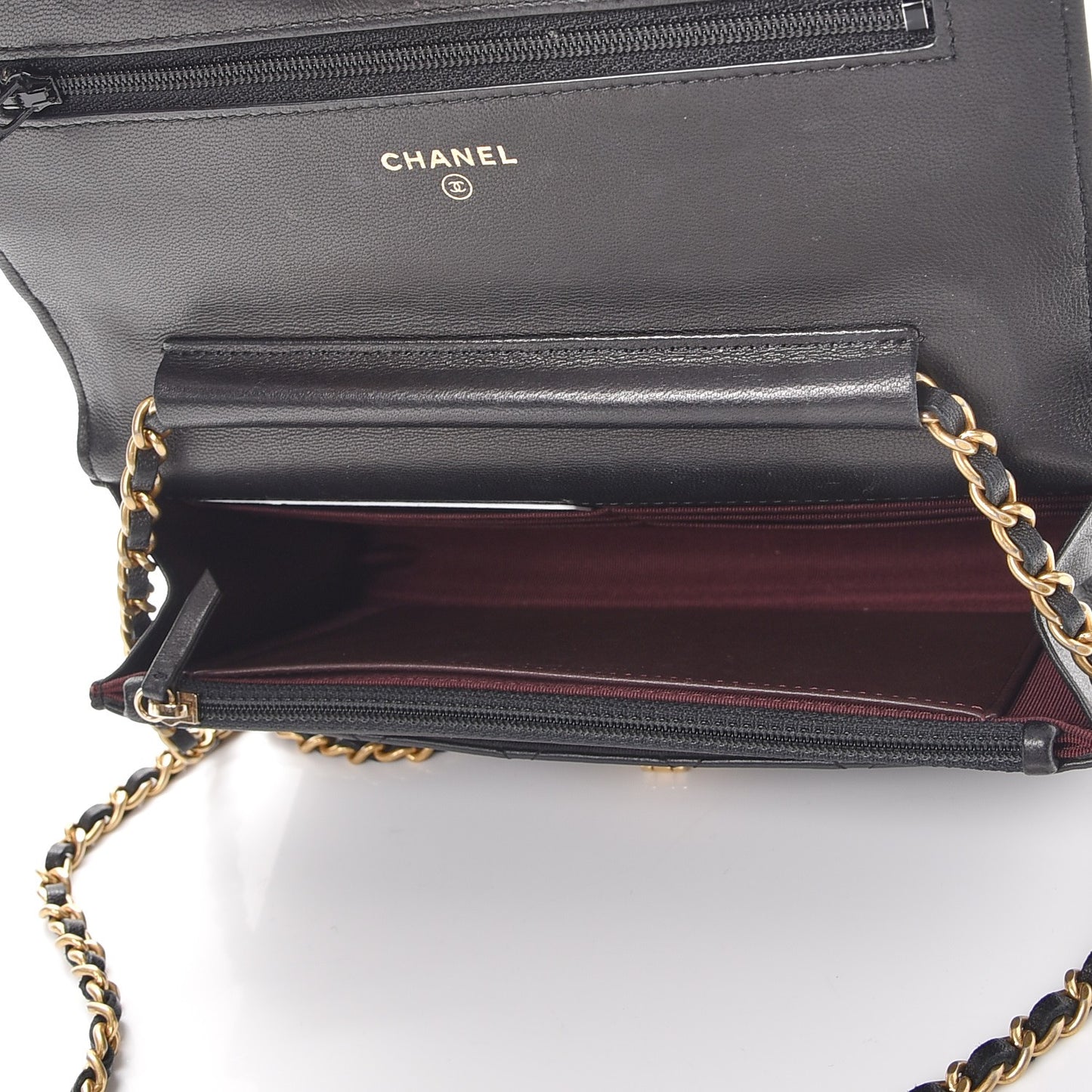 Aged Calfskin Quilted Reissue Wallet On Chain WOC Black
