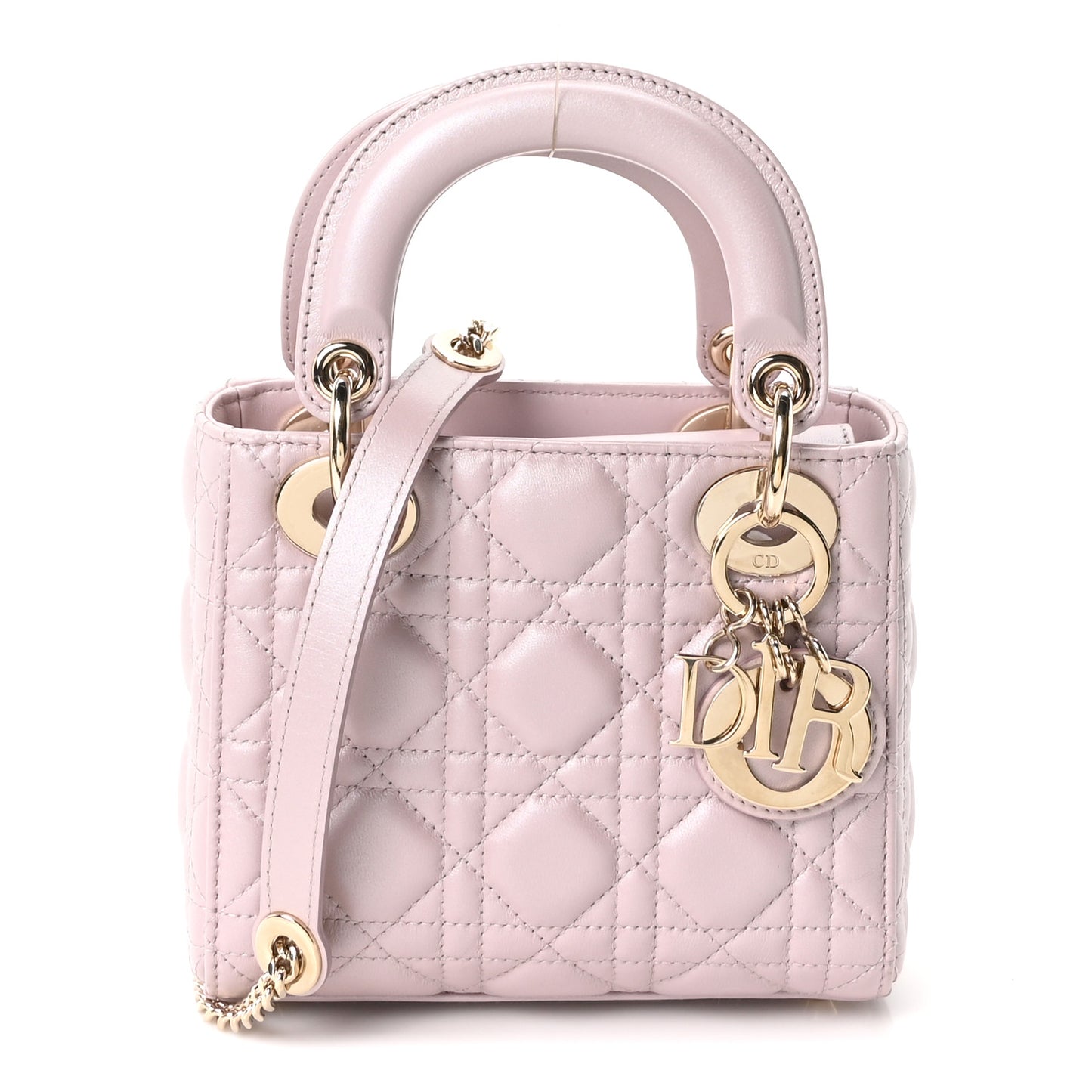 Metallic Lambskin Cannage Mini Lady Dior Lotus
