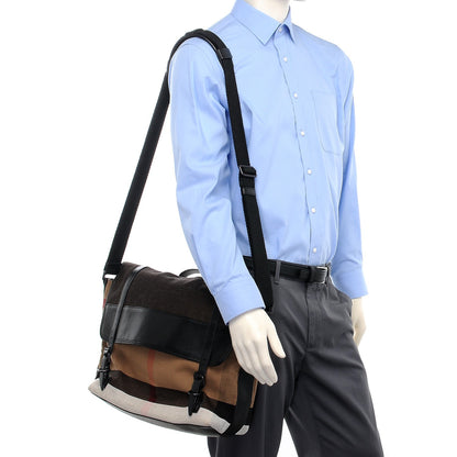 Burberry Brit Canvas Mega Check Grainy Calfskin Messenger Bag 2 of 8