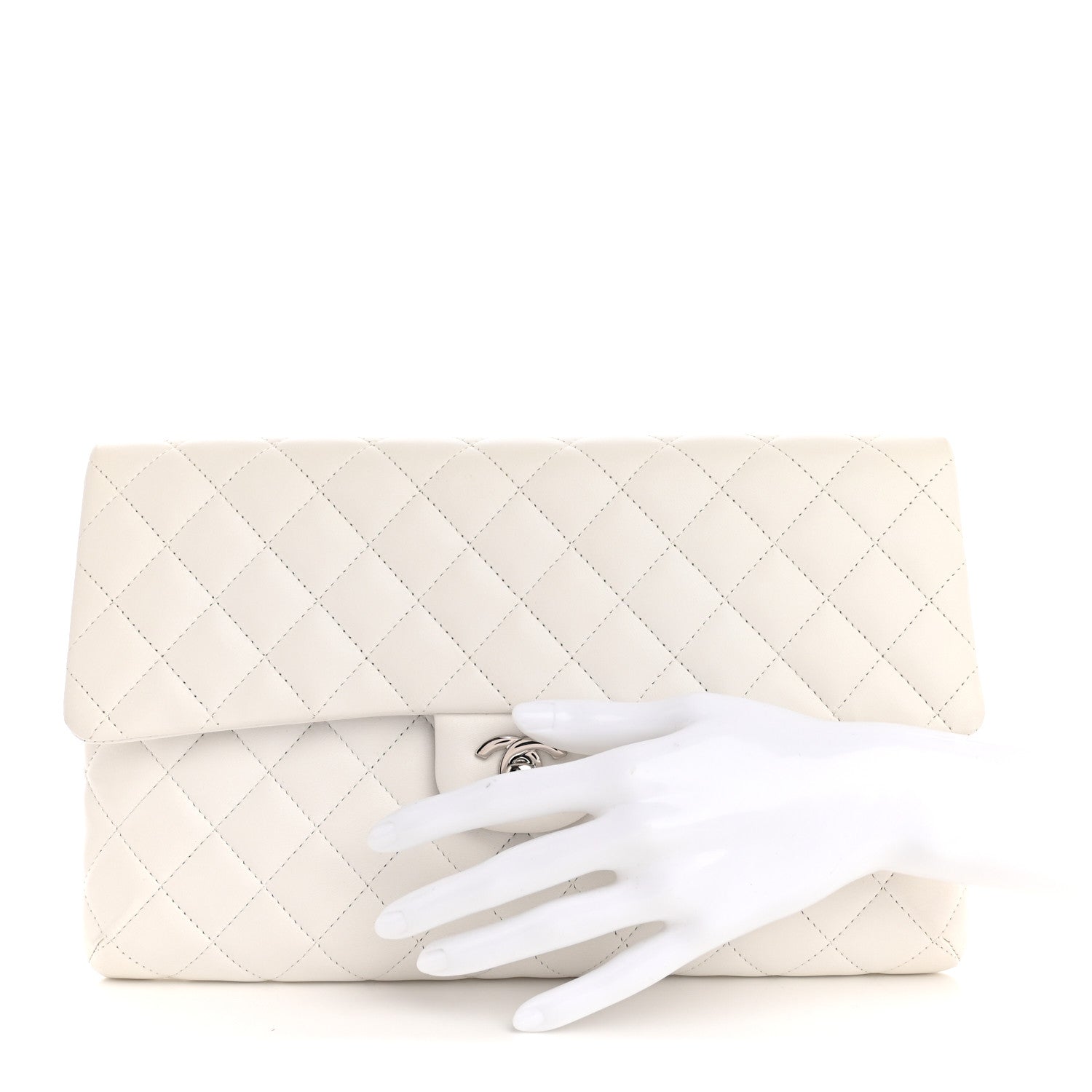 Chanel Lambskin Quilted Flap Clutch White 2 of 9