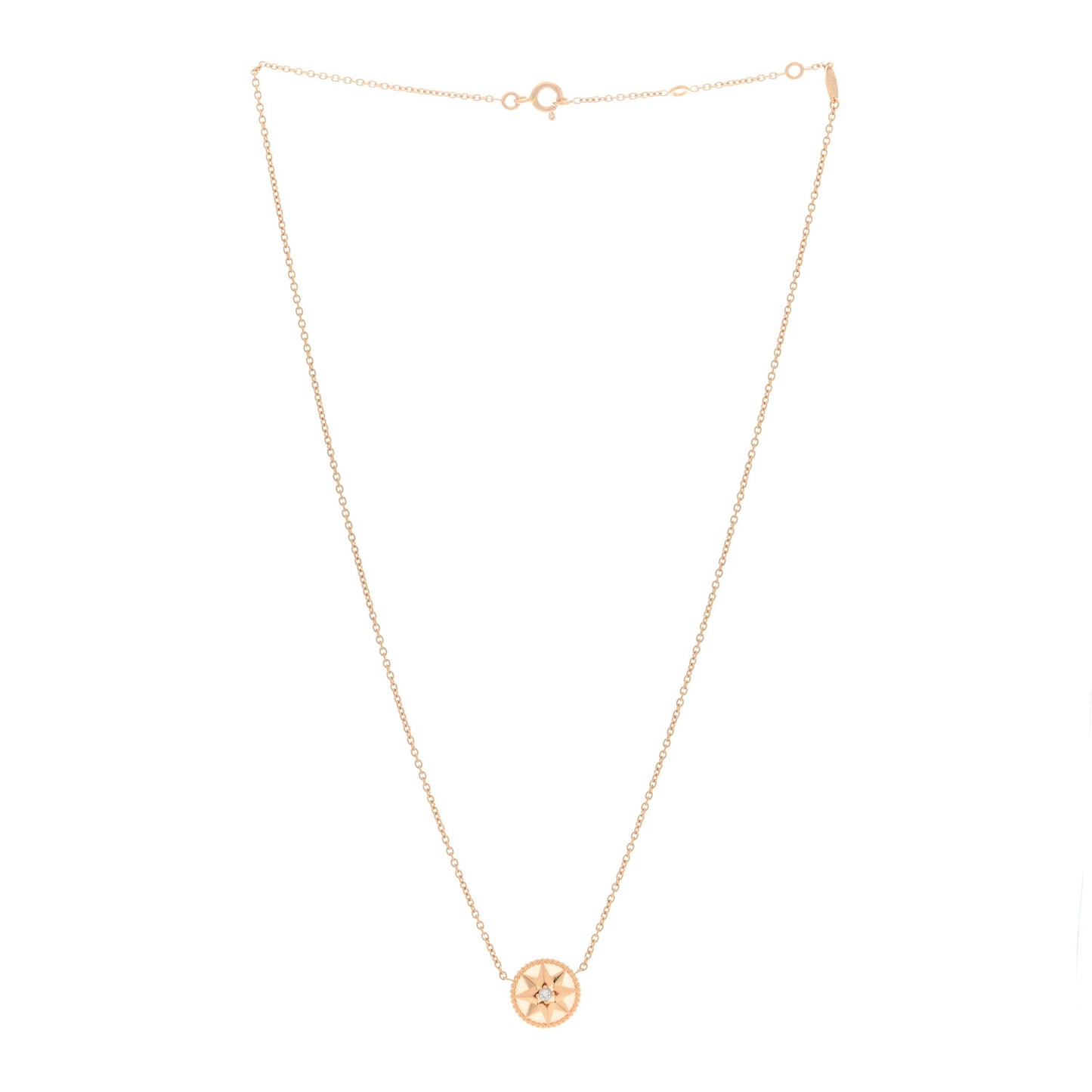 18K Rose Gold Diamond Pink Opal Rose Des Vents Necklace