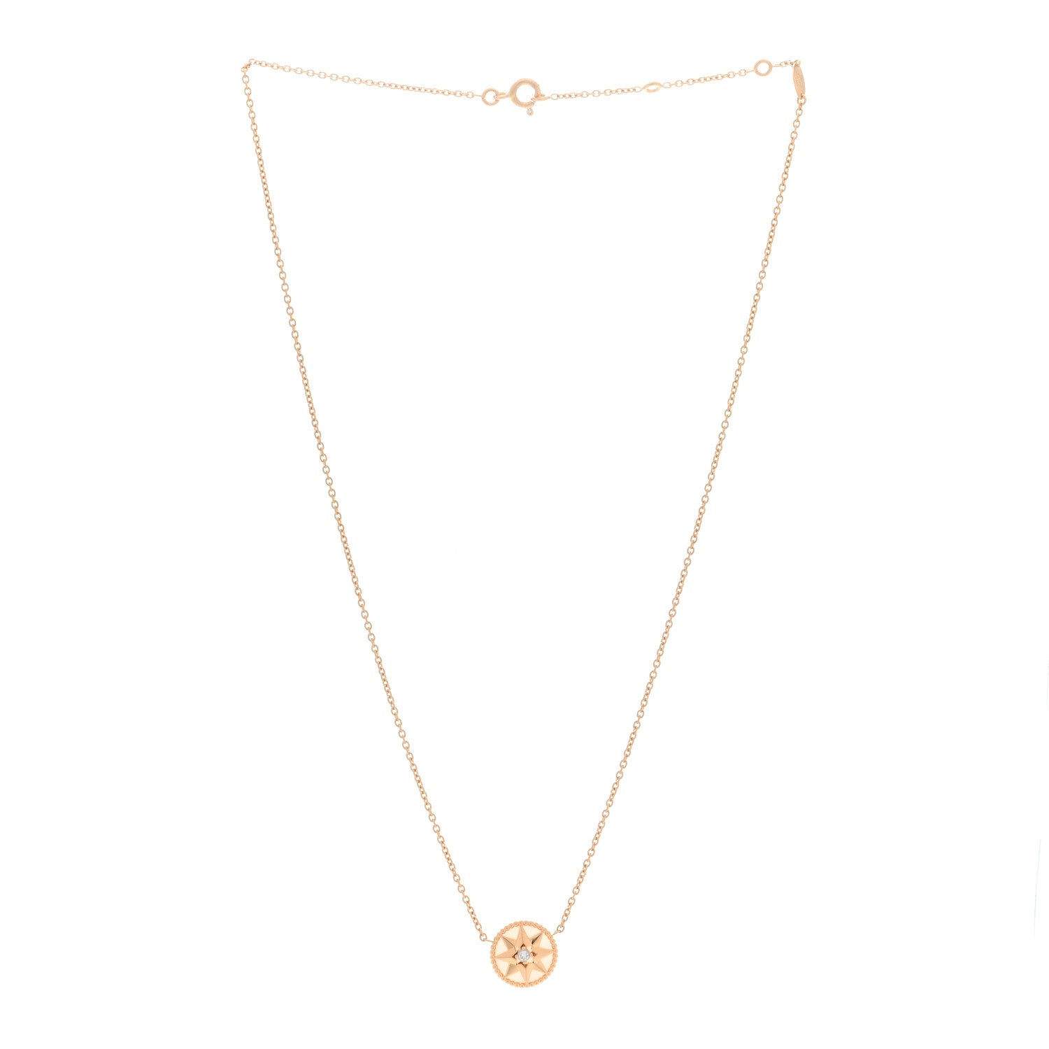 Christian Dior 18K Rose Gold Diamond Pink Opal Rose Des Vents Necklace 2 of 4