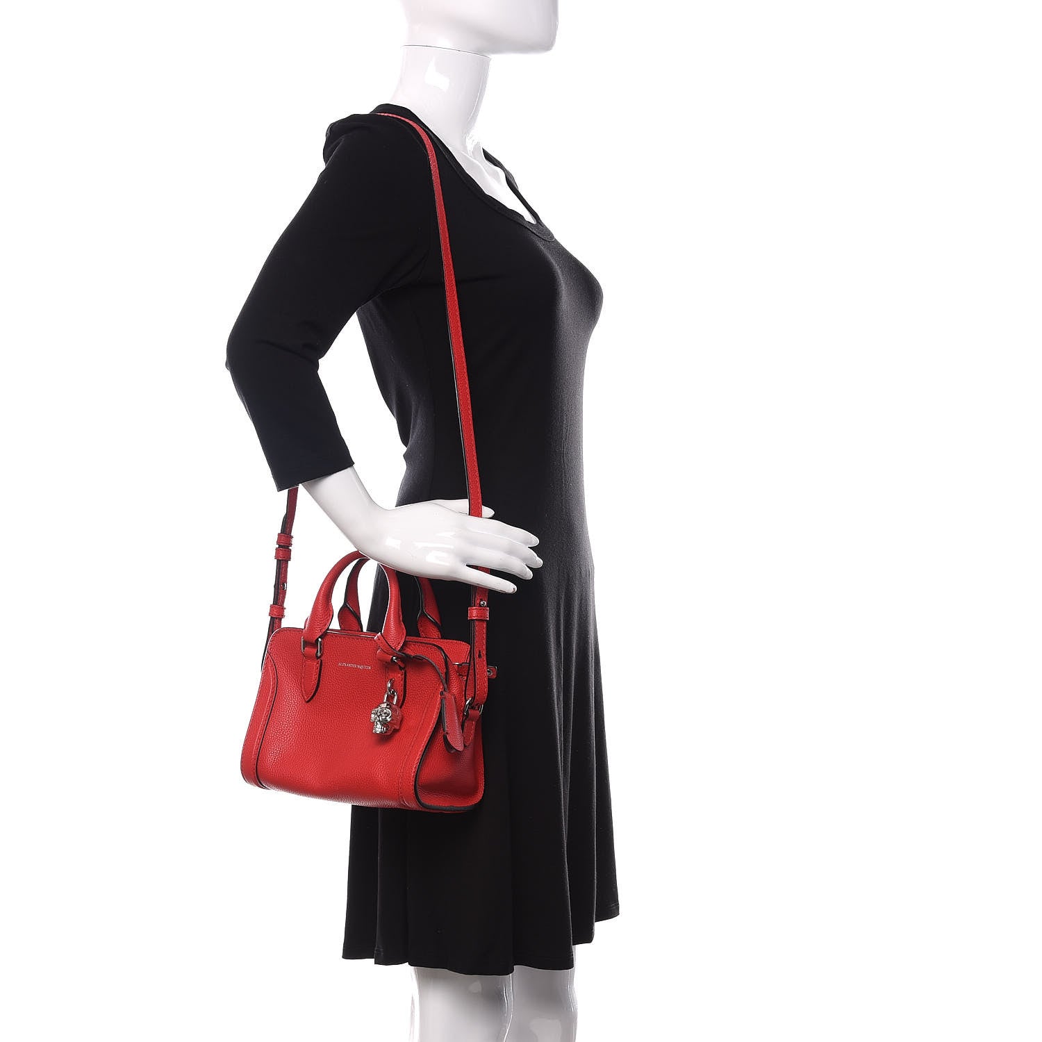 Alexander McQueen Calfskin Mini Skull Padlock Zip Around Tote Red 2 of 10