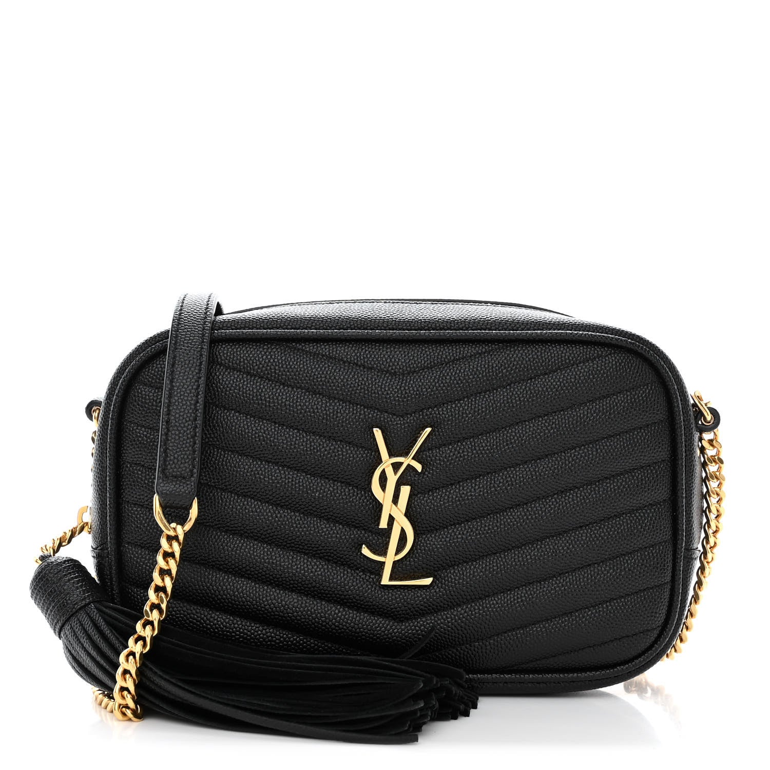Saint Laurent Grain De Poudre Matelasse Monogram Mini Lou Camera Bag Black 1 of 11
