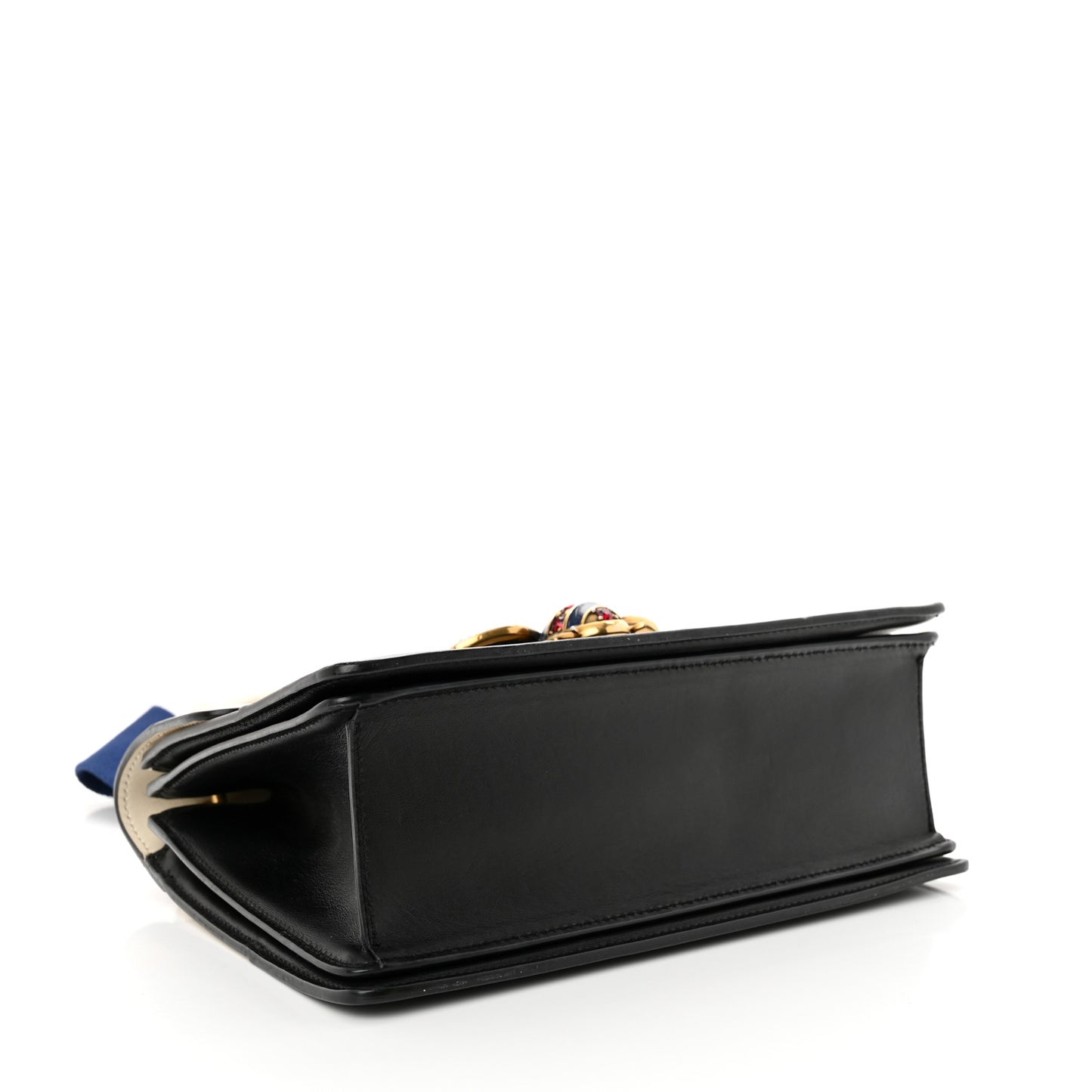 Calfskin Sylvie Web Small Queen Margaret Top Handle Bag Black White