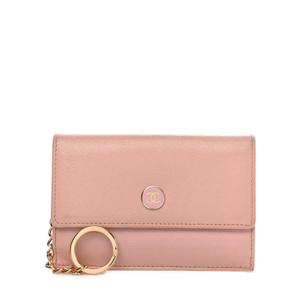 Chanel Grained Calfskin CC Button Key Holder Case Pink 1 of 8
