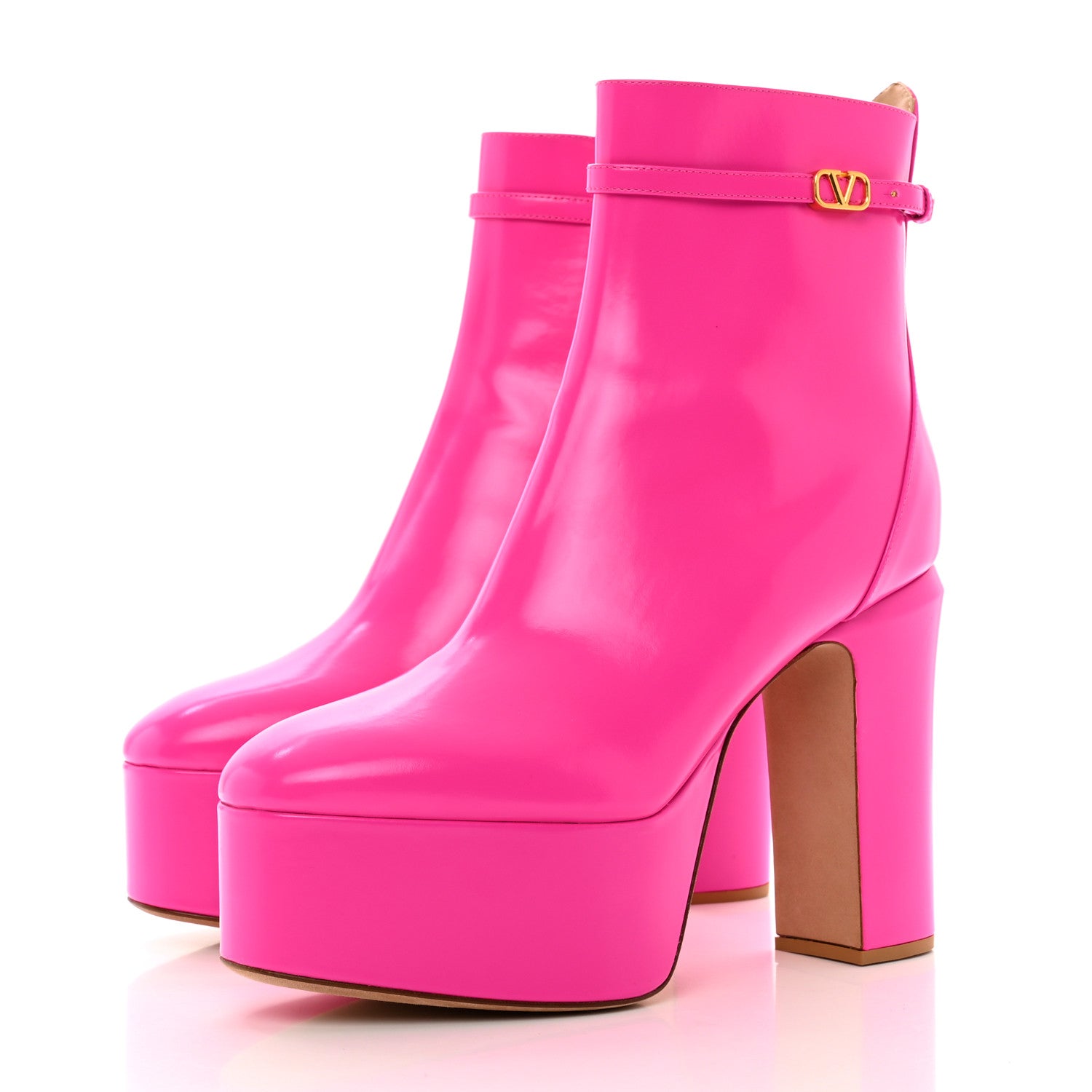 Valentino Garavani Calfskin Tan-Go Platform 55/120mm Ankle Boots 38.5 Pink PP 3 of 8