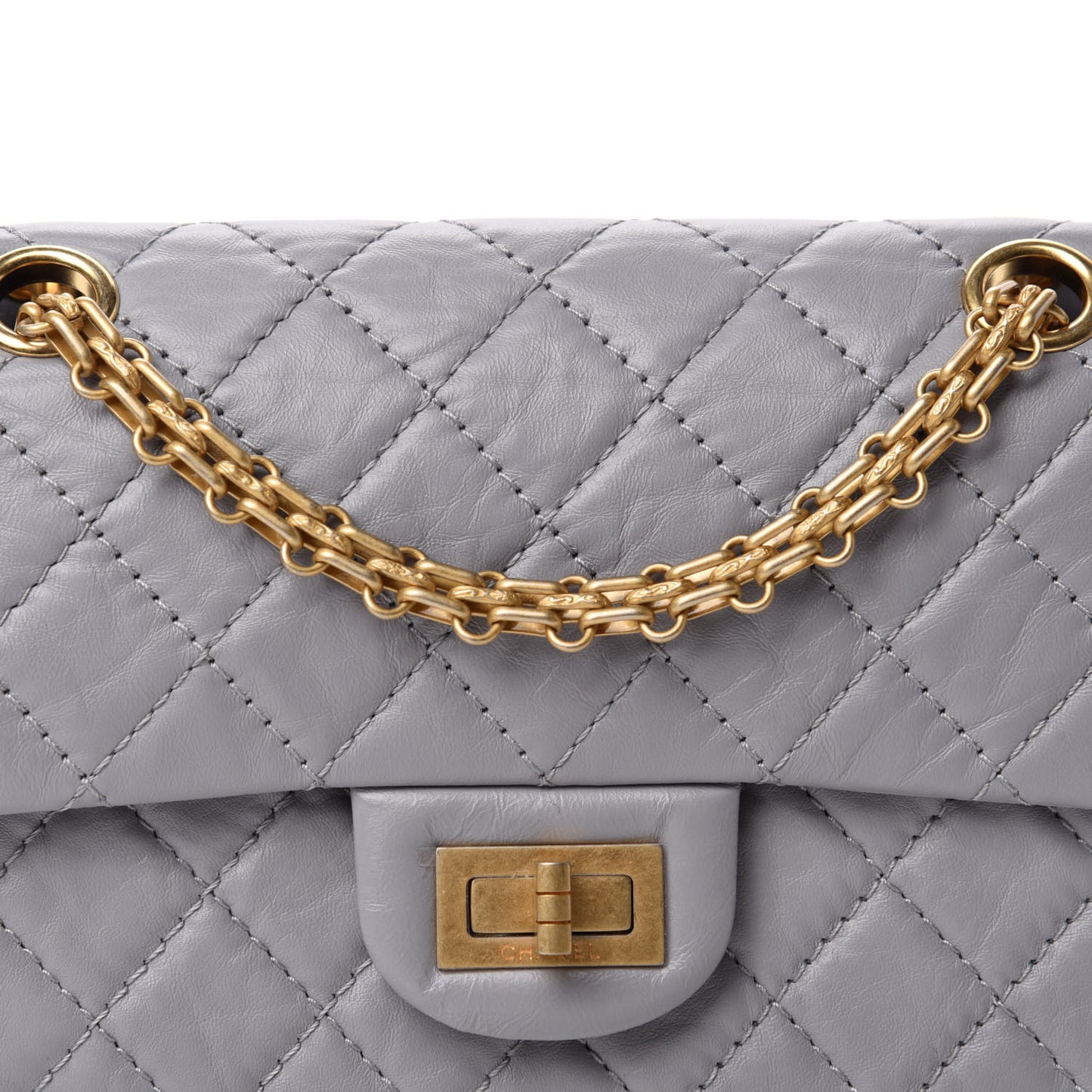 Aged Calfskin Quilted 2.55 Reissue Mini Flap Grey