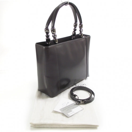 Christian Dior Patent Chrome Beaded Tote 3 of 9
