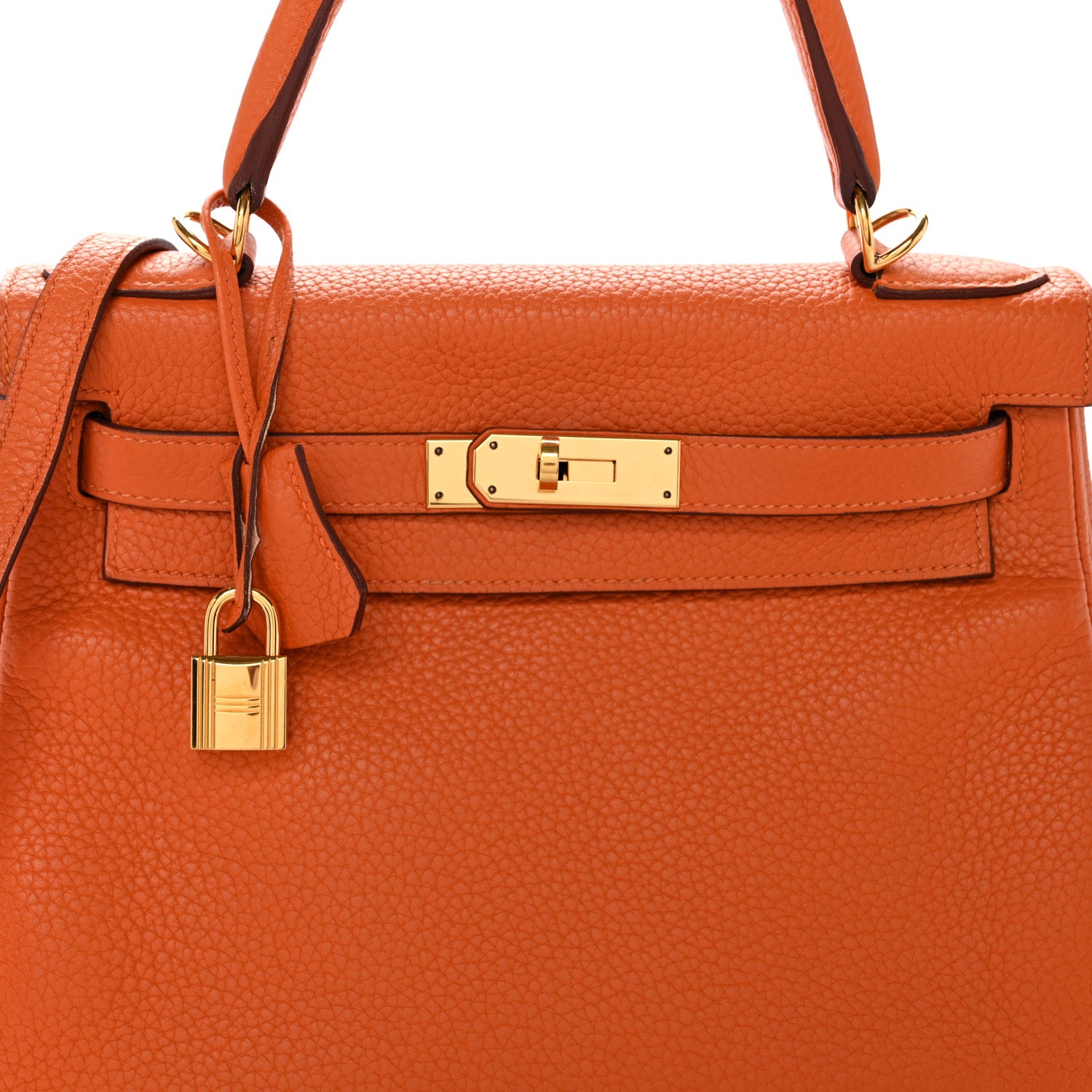 Hermes Taurillon Clemence Kelly Retourne 28 Orange 8 of 12