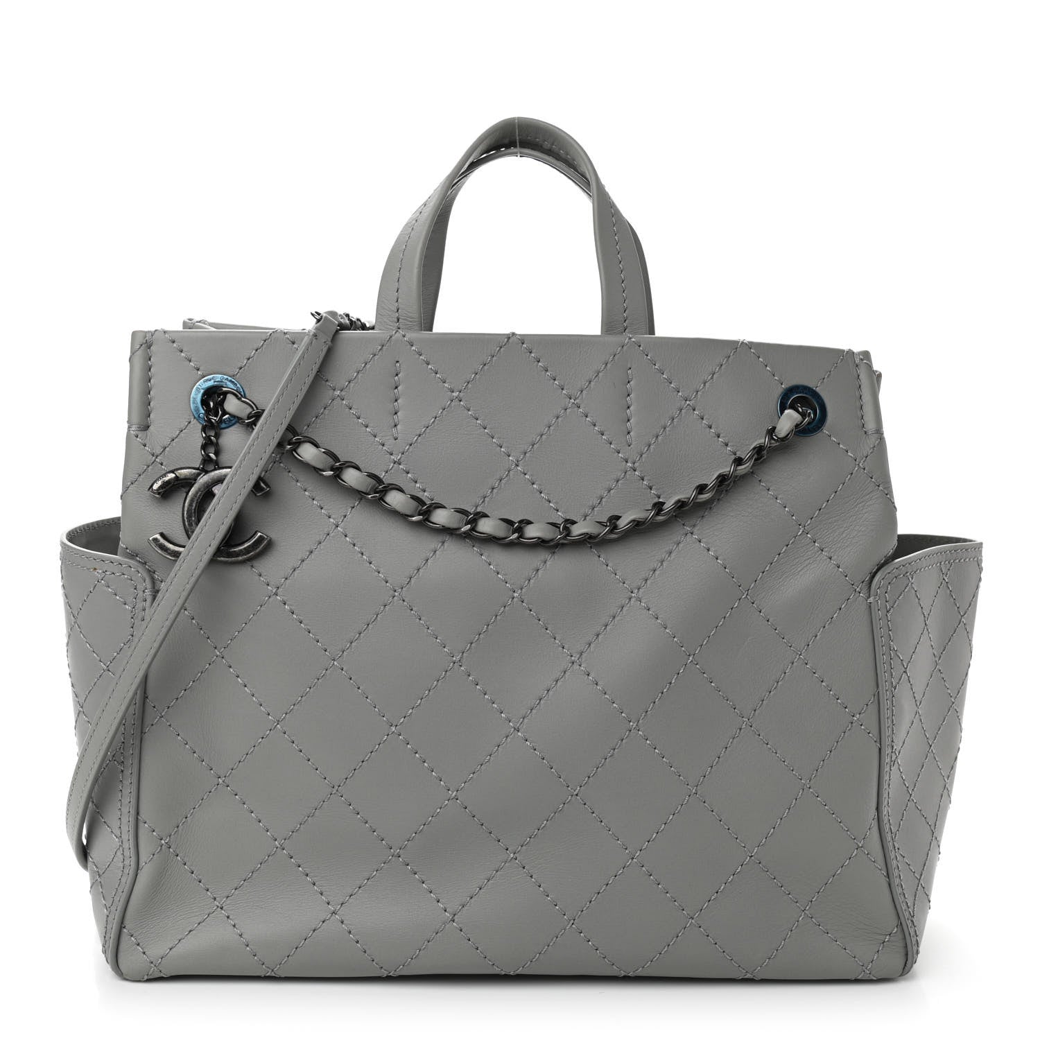 Chanel Grained Calfskin Small CC Pocket Tote Grey 1 of 11